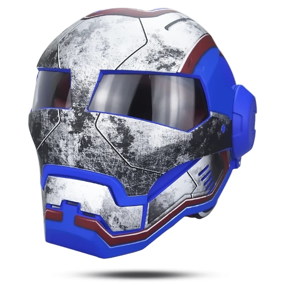 Iron Patriot Helm - Abgenutztes Weiß-Blau-Rotes Design