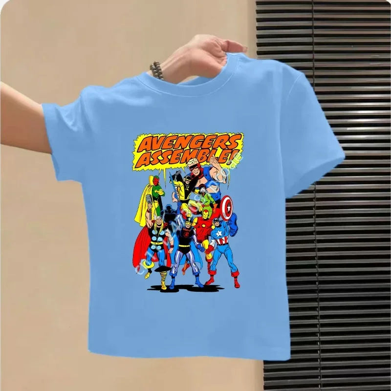 Camiseta Infantil Los Vengadores - Diseño Equipo Azul