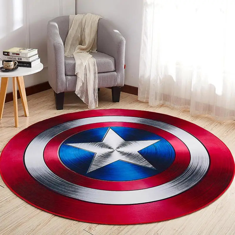 Alfombra Redonda Avengers Capitán América - Escudo Metal Cepillado