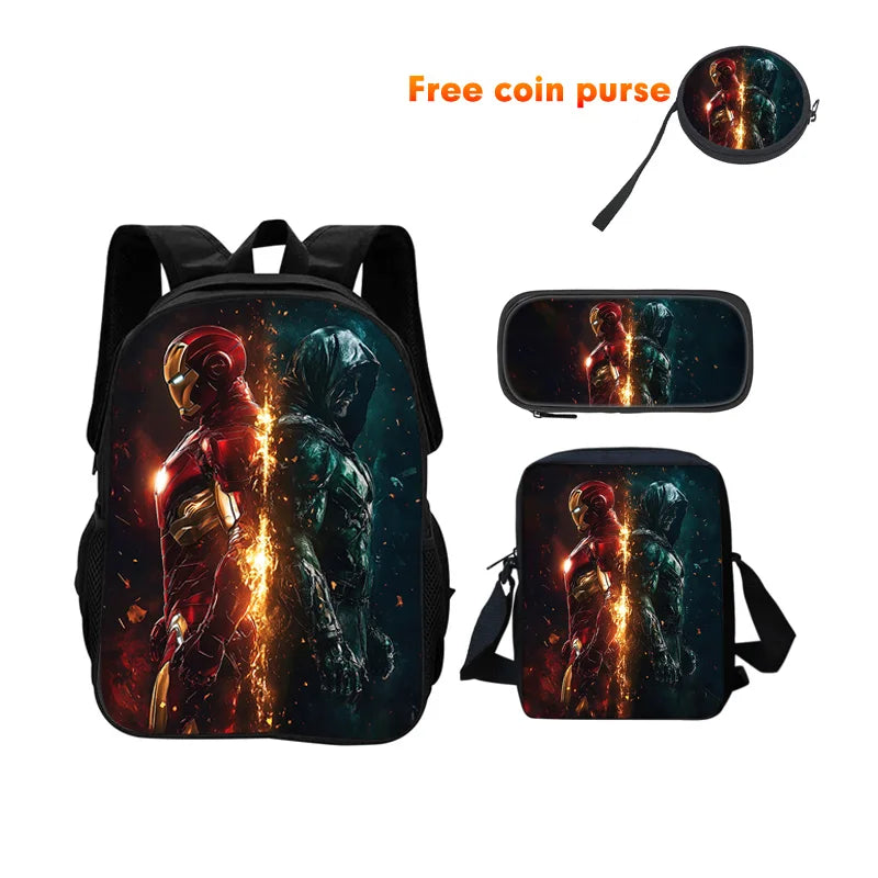 Avengers Iron Man 3-teiliges Schulranzen-Set – Dunkle Silhouette von Angesicht zu Angesicht