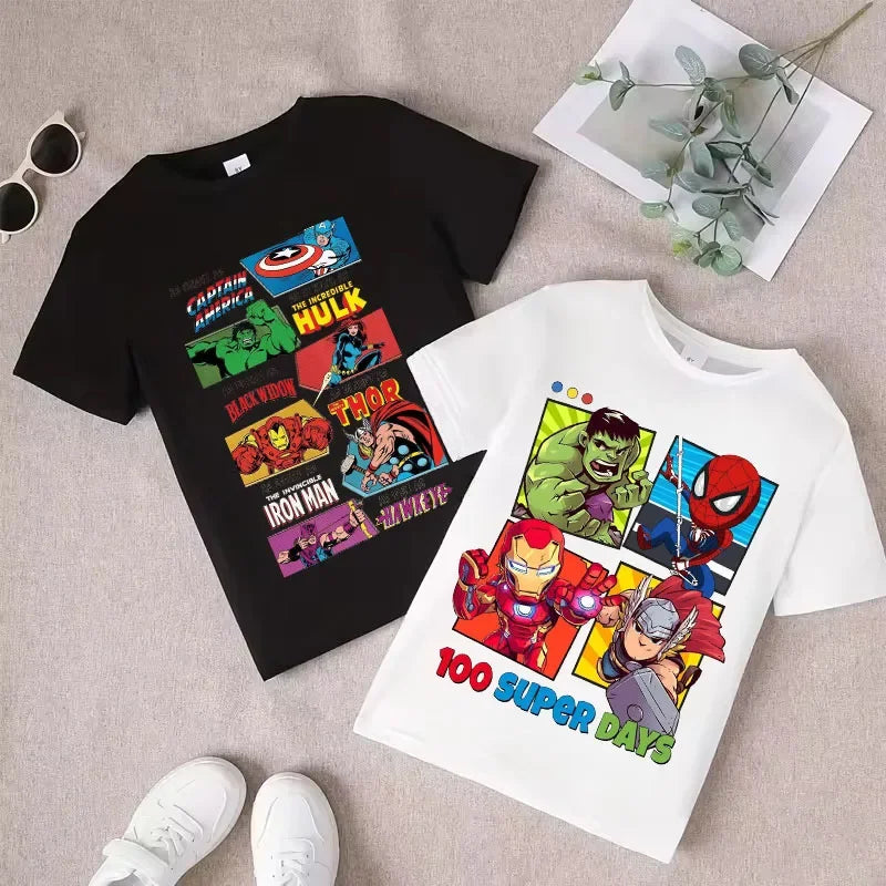 Camiseta Infantil Los Vengadores Marvel Tiras Retratos - Blanco