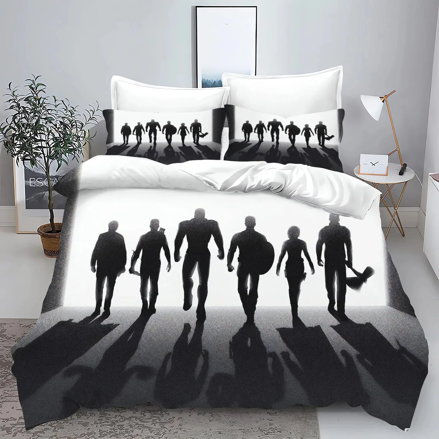 Funda Nórdica Los Vengadores - Siluetas en Blanco y Negro