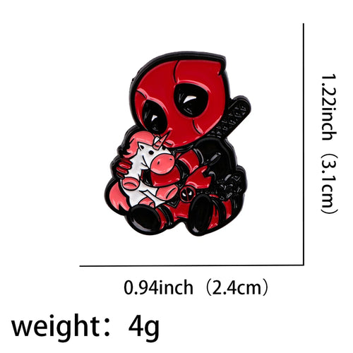 Metall-Anstecker Deadpool Einhorn-Umarmer – Chibi sitzend Anstecknadel