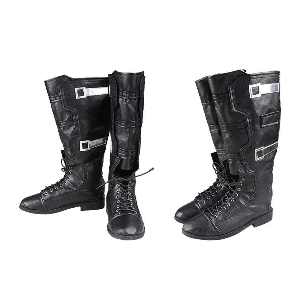 Bottes Tactiques Noires - Cuir avec Boucles Argentées