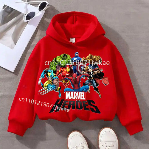 Sudadera con capucha para niño Marvel Heroes Grupo - Roja