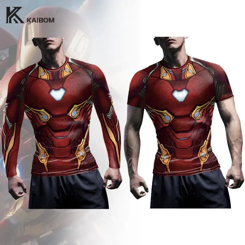T-Shirt Compression Iron Man - Manches Longues Armure Rouge
