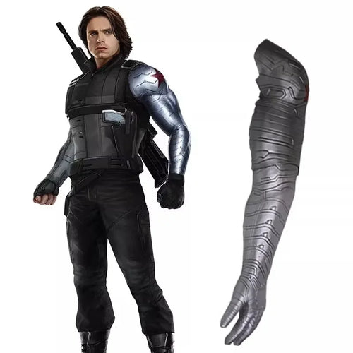 Brazo Mecánico Winter Soldier - Prótesis Plateada con Estrella Roja