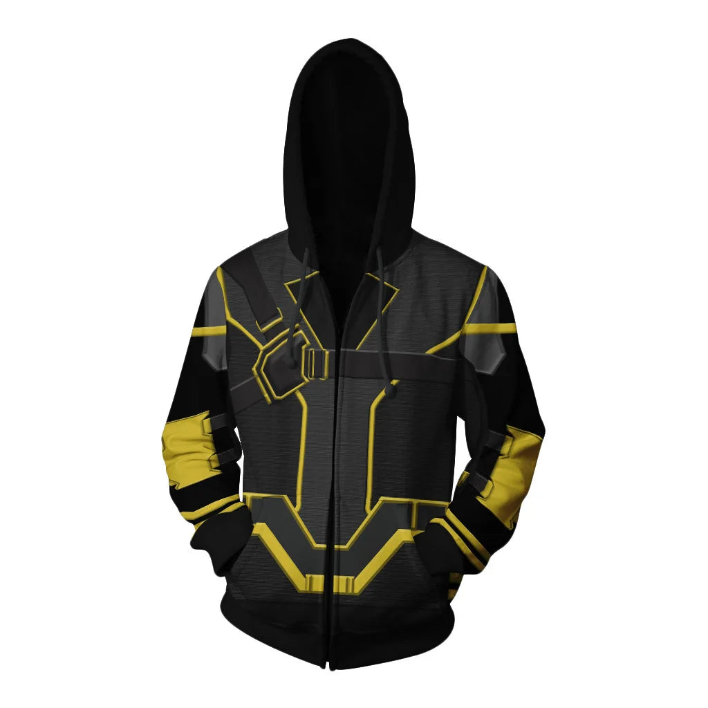 Sudadera con Capucha Hawkeye - Diseño Traje Cuántico Negro y Amarillo