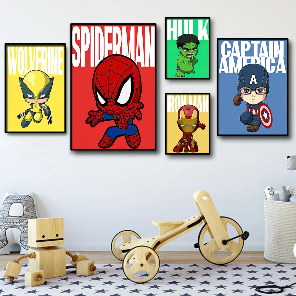 Poster Avengers Captain America - Style Chibi Fond Bleu Clair