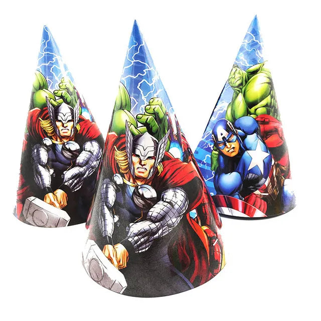 Decoración Cumpleaños Avengers - Sombreros x6