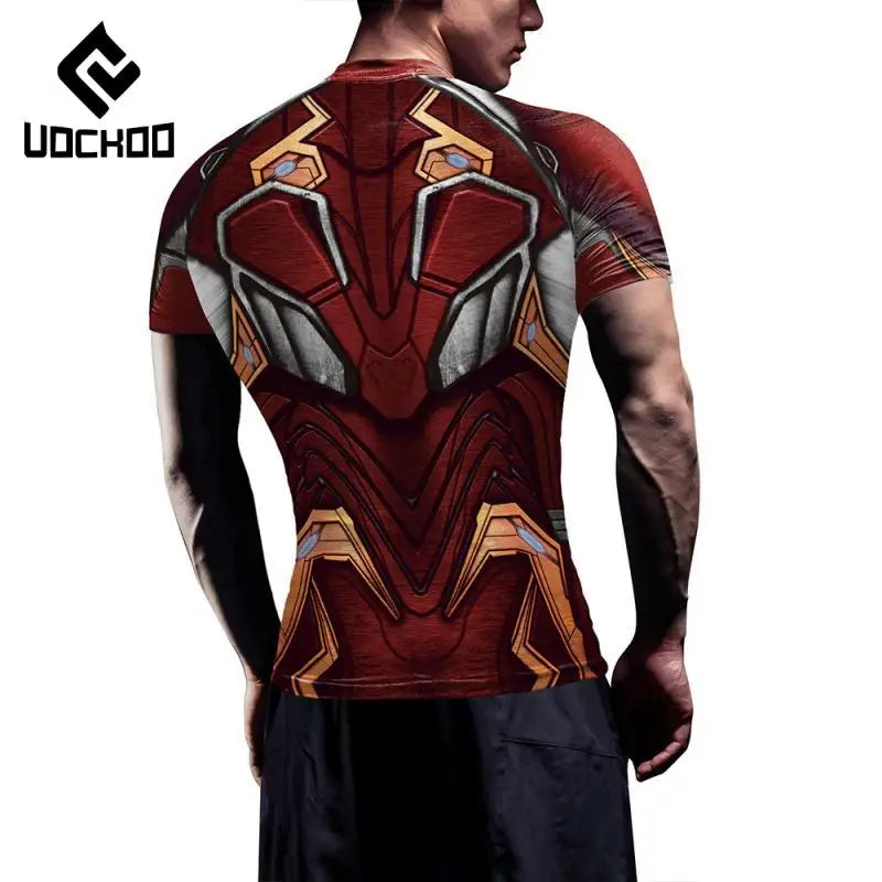 T-Shirt Compression Iron Man - Manches Longues Armure Rouge
