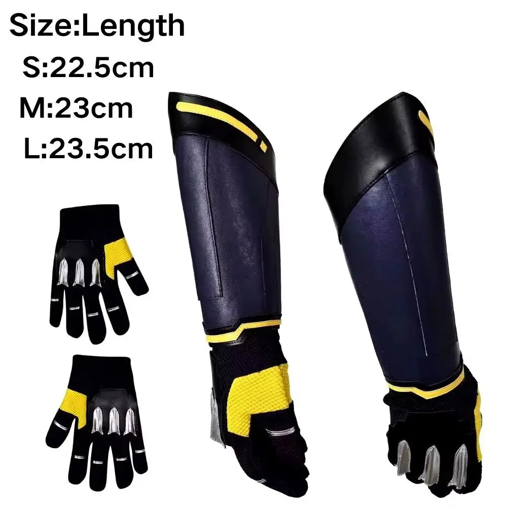Déguisement Wolverine - Veste en Cuir Jaune et Bleue avec Griffes Métalliques