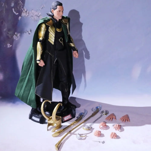 Figura Loki 1/7 Deluxe Marvel - Casco Cetro Manos Intercambiables