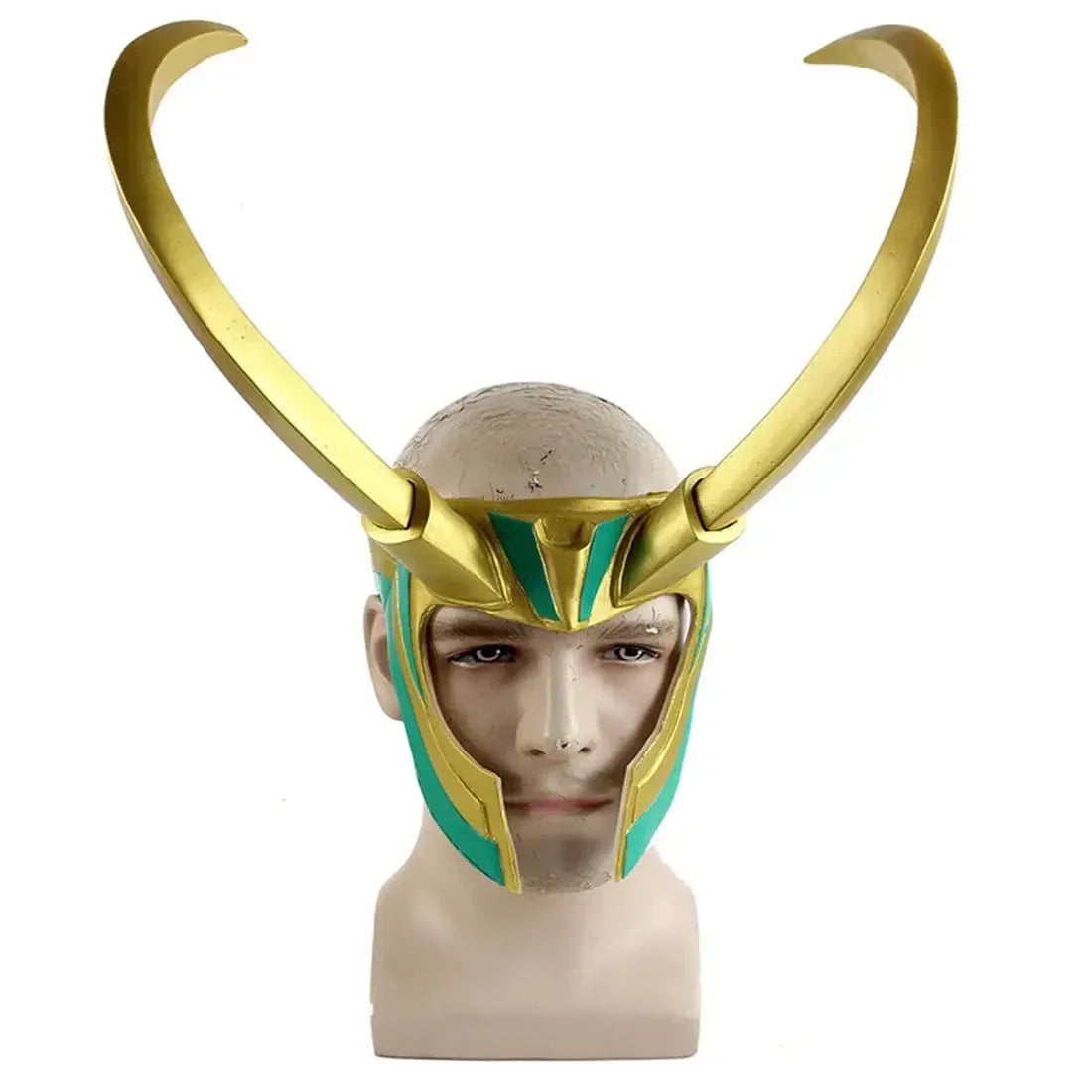 Casco Cosplay Loki - Cuernos Dorados y Esmeralda