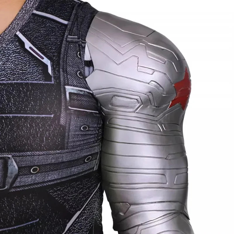 Brazo Mecánico Winter Soldier - Prótesis Plateada con Estrella Roja