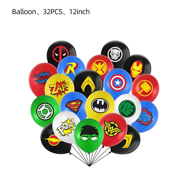 Decoración Cumpleaños Avengers - Kit 32 Globos