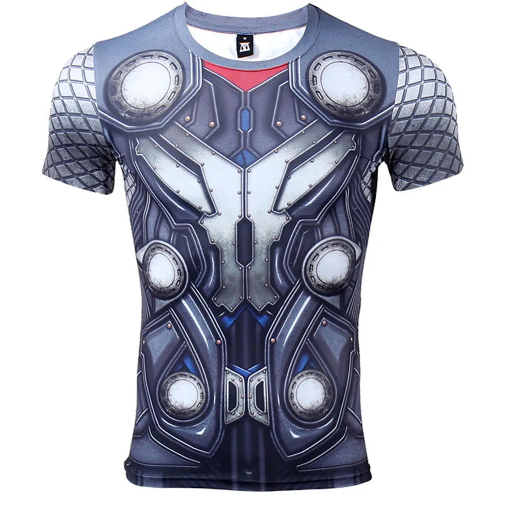 Camiseta de compresión 3D Avengers Thor - Manga Corta Gris Azulado