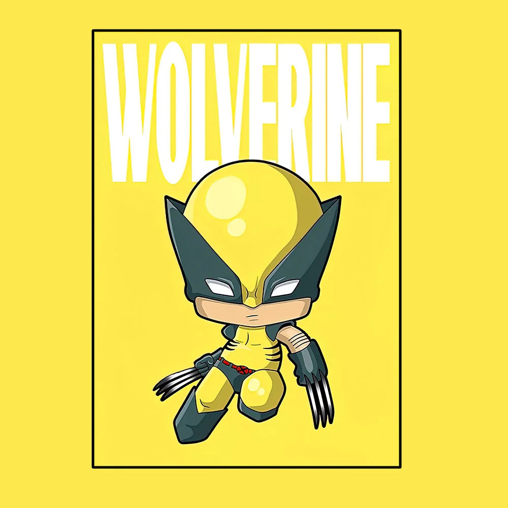 Póster Avengers Wolverine - Estilo Chibi Fondo Amarillo
