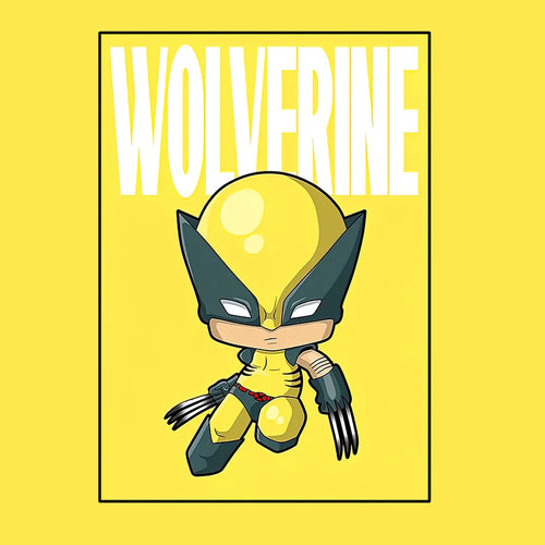 Póster Avengers Wolverine - Estilo Chibi Fondo Amarillo