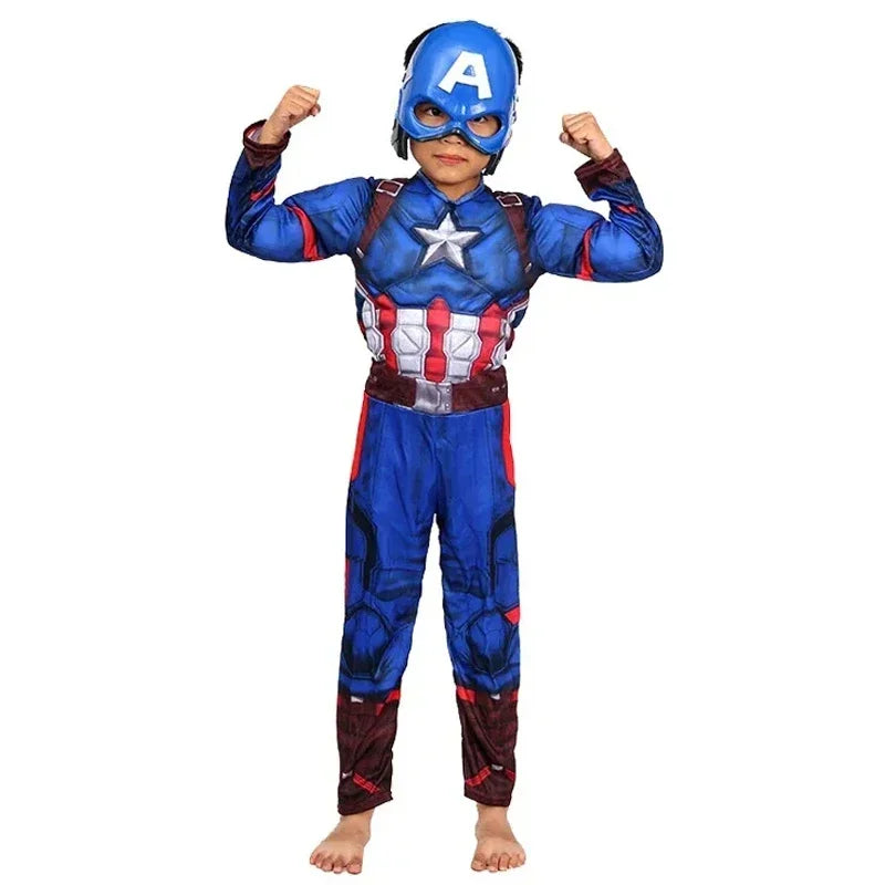 Kinderkostüm Captain America - Overall Schild Maske Umhang