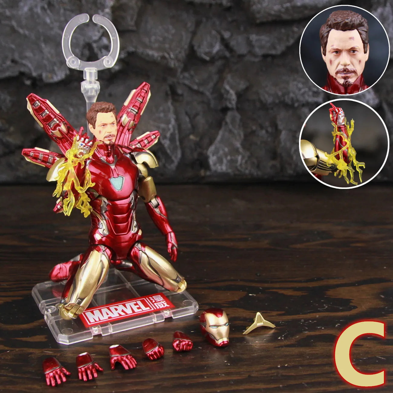 Figura ZD Toys Iron Man MK85 2.0 LED - Pose de Rodillas Efecto Luminoso