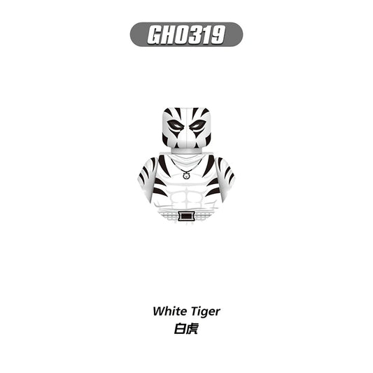 Figurine Building Blocks White Tiger - Masque Raye Blanc Noir