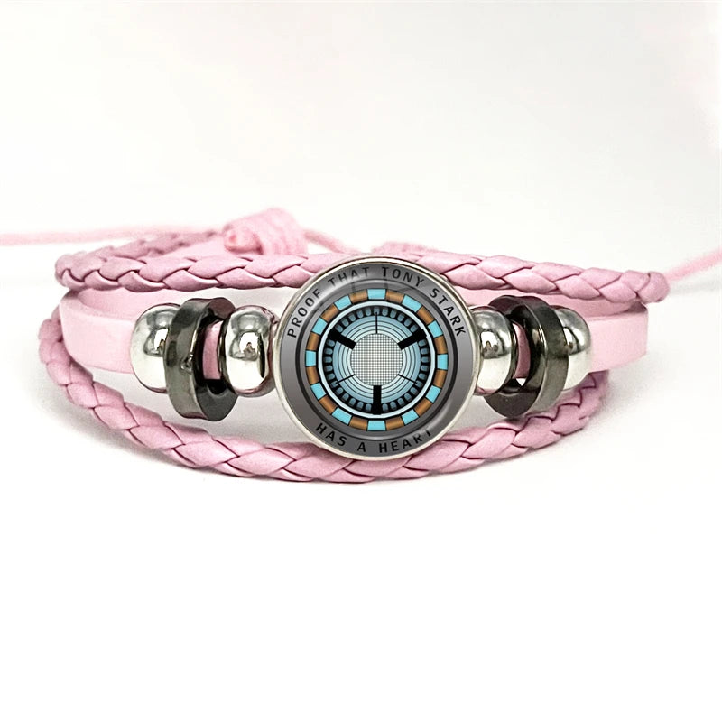 Pulsera de cuero Tony Stark Reactor Arc - Rosa degradado azul blanco