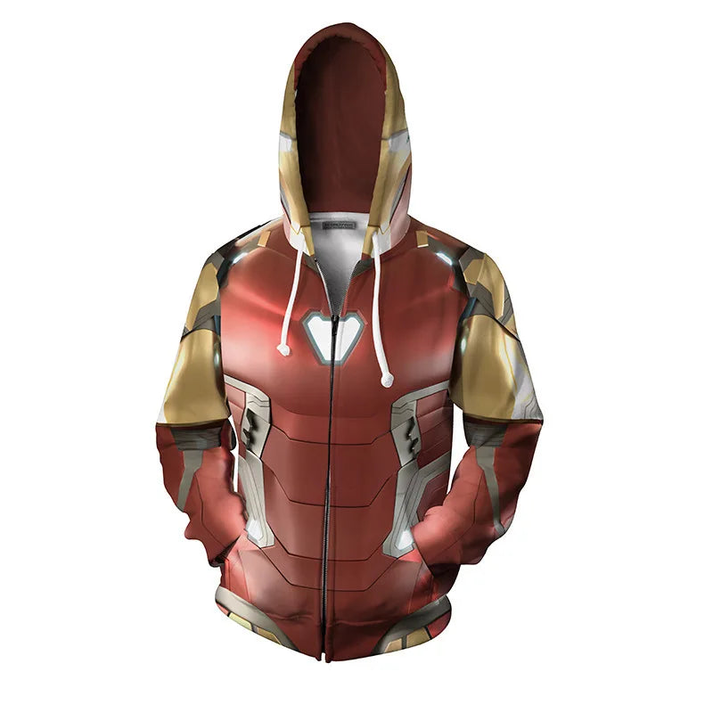 Sudadera con Capucha y Cremallera Iron Man - Estampado 3D Armadura Roja y Oro