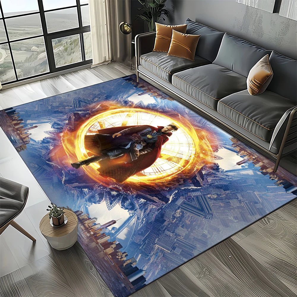 Alfombra Avengers 3D - Diseño Portal Dorado Azul