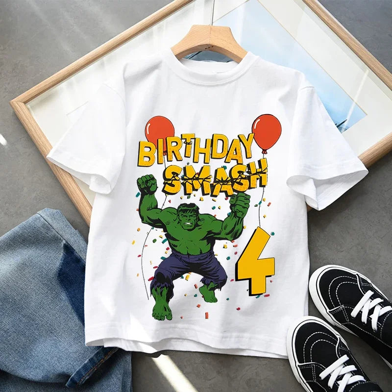 T-Shirt Anniversaire Hulk - Smash avec Chiffre Enfant