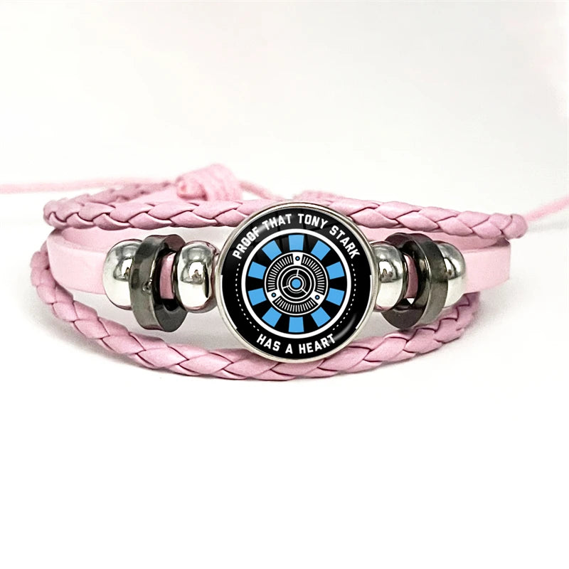 Pulsera de cuero Tony Stark Reactor Arc - Rayas rosa negro azul