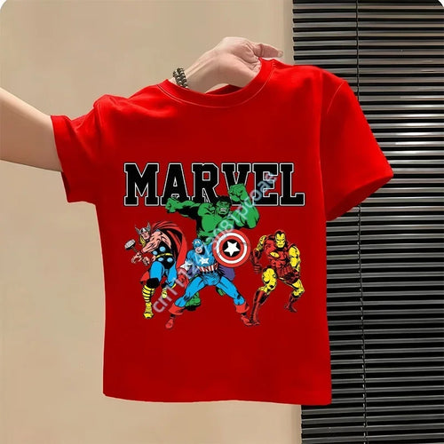 Camiseta Niño Vengadores Grupo Retro Cómics - Roja