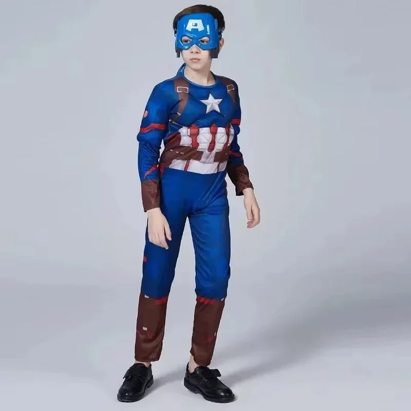 Kinderkostüm Captain America - Overall Schild Maske Umhang