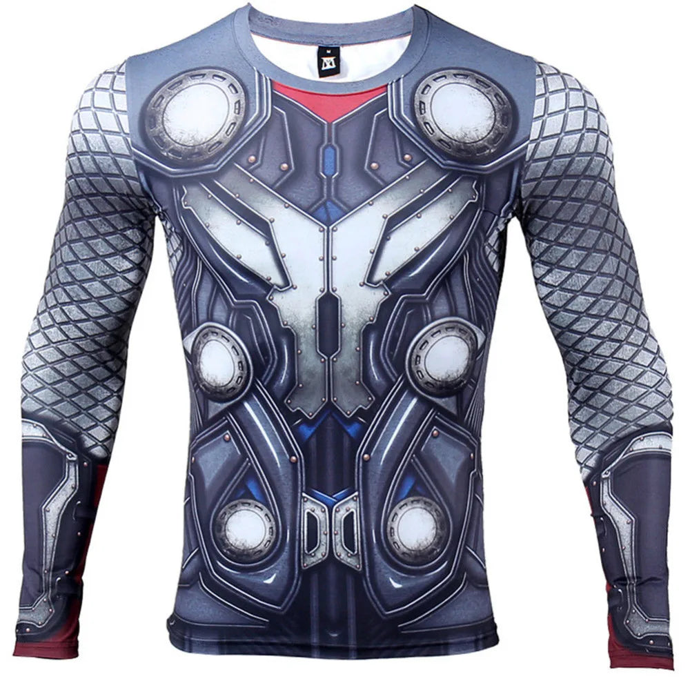 Camiseta de compresión 3D Avengers Thor - Manga Corta Gris Azulado