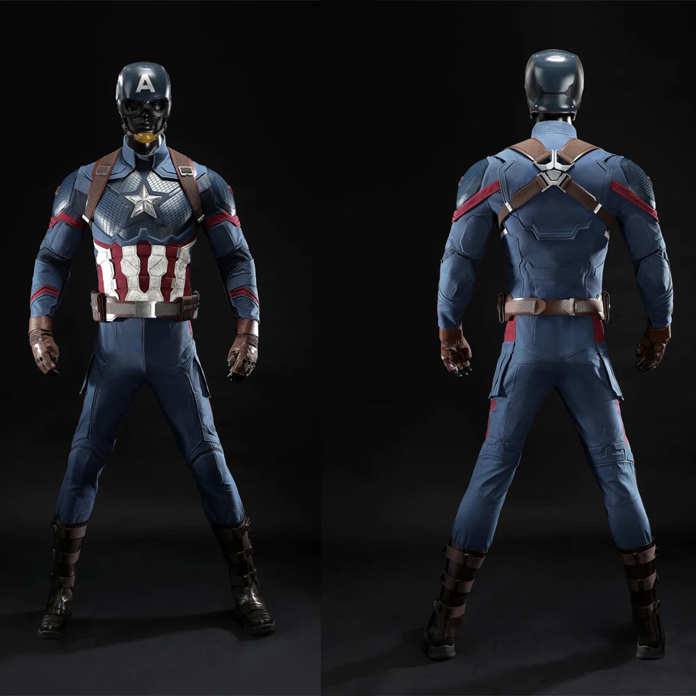 Costume Adulte Captain America Premium - Casque Étoile et Bottes