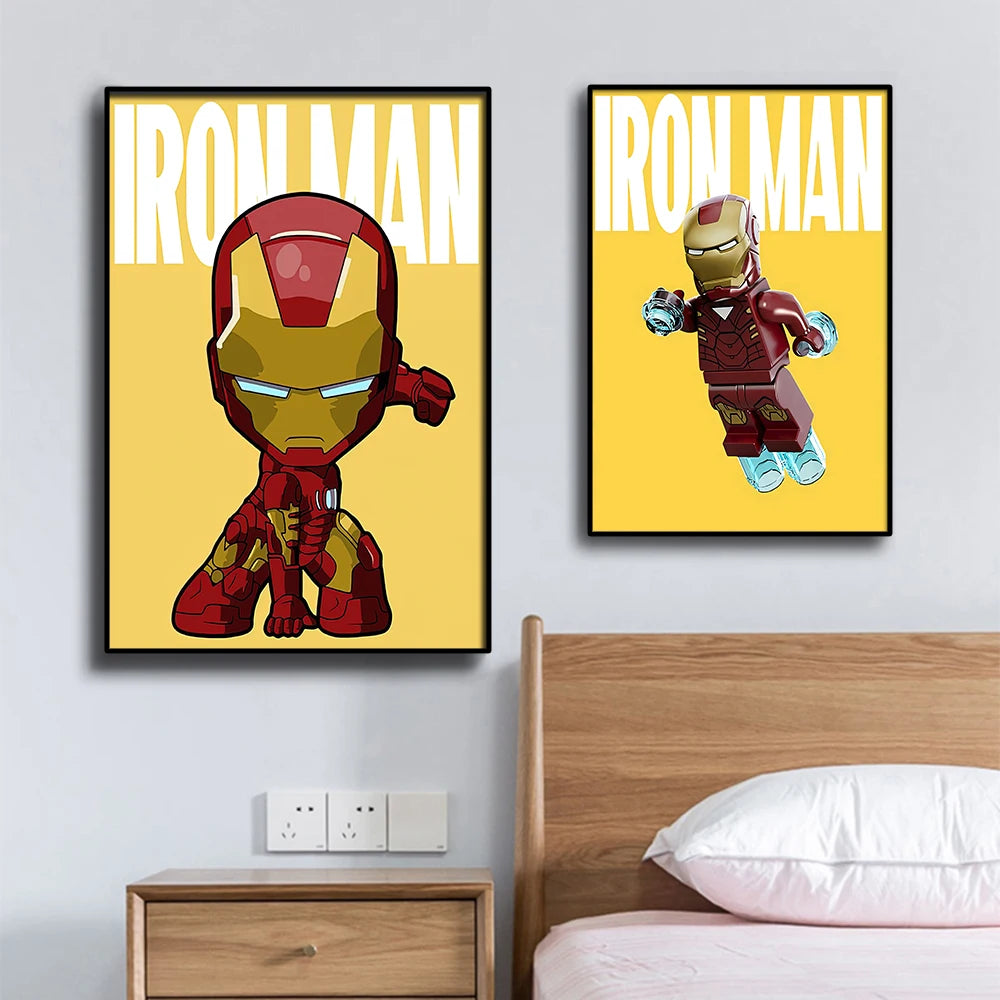Póster Avengers Wolverine - Estilo Chibi Fondo Amarillo
