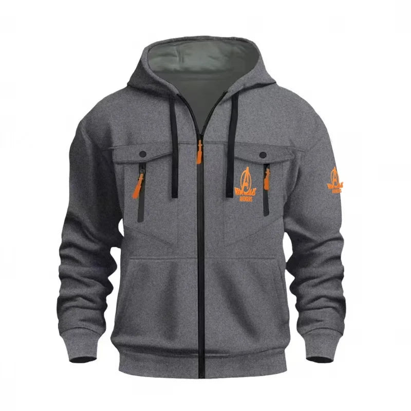 Sweat à Capuche Zippé Marvel Avengers - Logo Néon Multi-Poches Homme