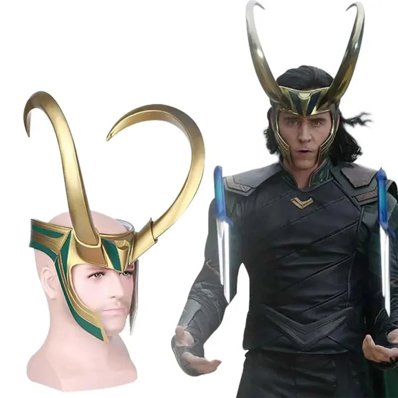 Casco Cosplay Loki - Cuernos Dorados y Esmeralda