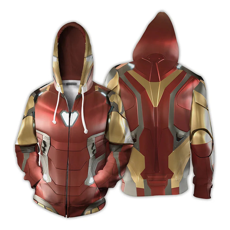 Sudadera con Capucha y Cremallera Iron Man - Estampado 3D Armadura Roja y Oro