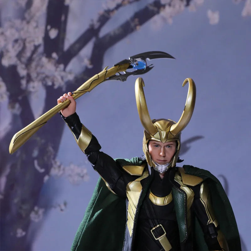 Figura Loki 1/7 Deluxe Marvel - Casco Cetro Manos Intercambiables