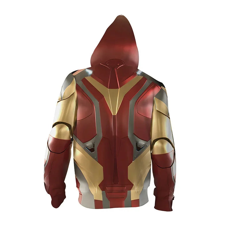 Sudadera con Capucha y Cremallera Iron Man - Estampado 3D Armadura Roja y Oro