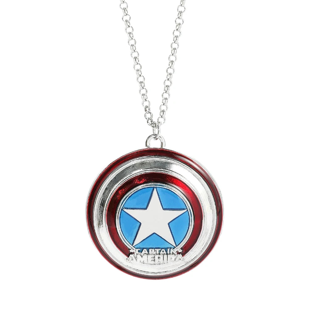 Collar Colgante Escudo Capitán América - Plata y Esmalte