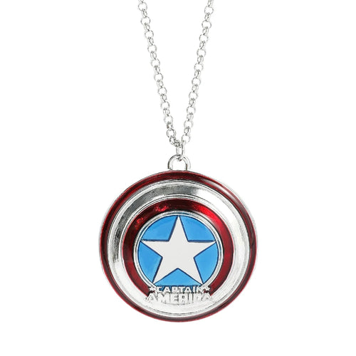 Collar Colgante Escudo Capitán América - Plata y Esmalte