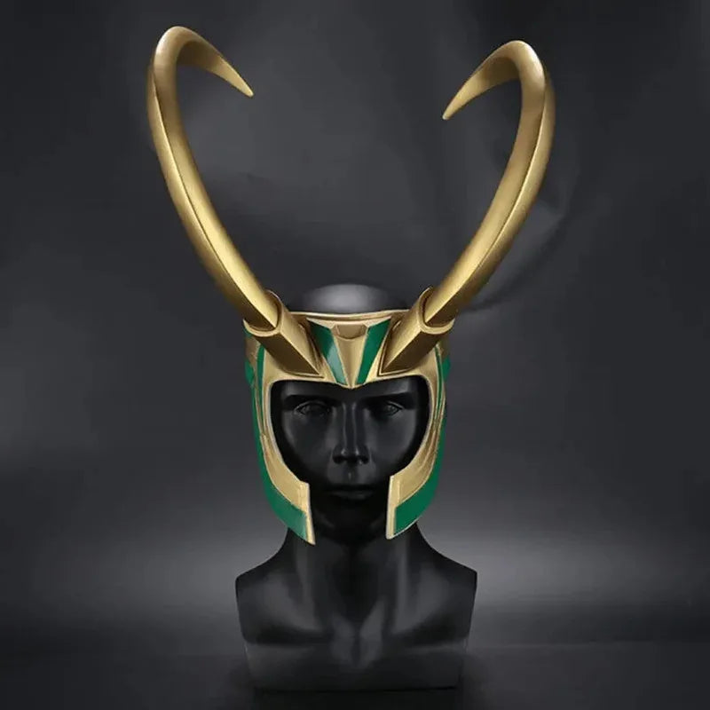 Casco Cosplay Loki - Cuernos Dorados y Esmeralda