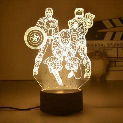 Lámpara LED Vengadores Iron Man Capitán América - Dúo 3D 18cm