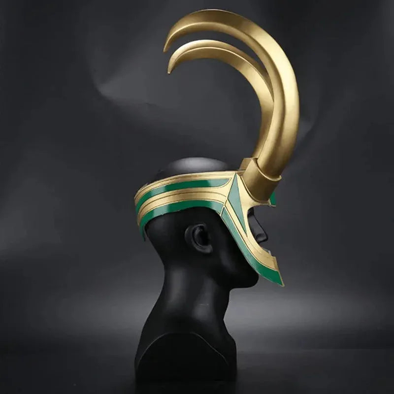 Casco Cosplay Loki - Cuernos Dorados y Esmeralda