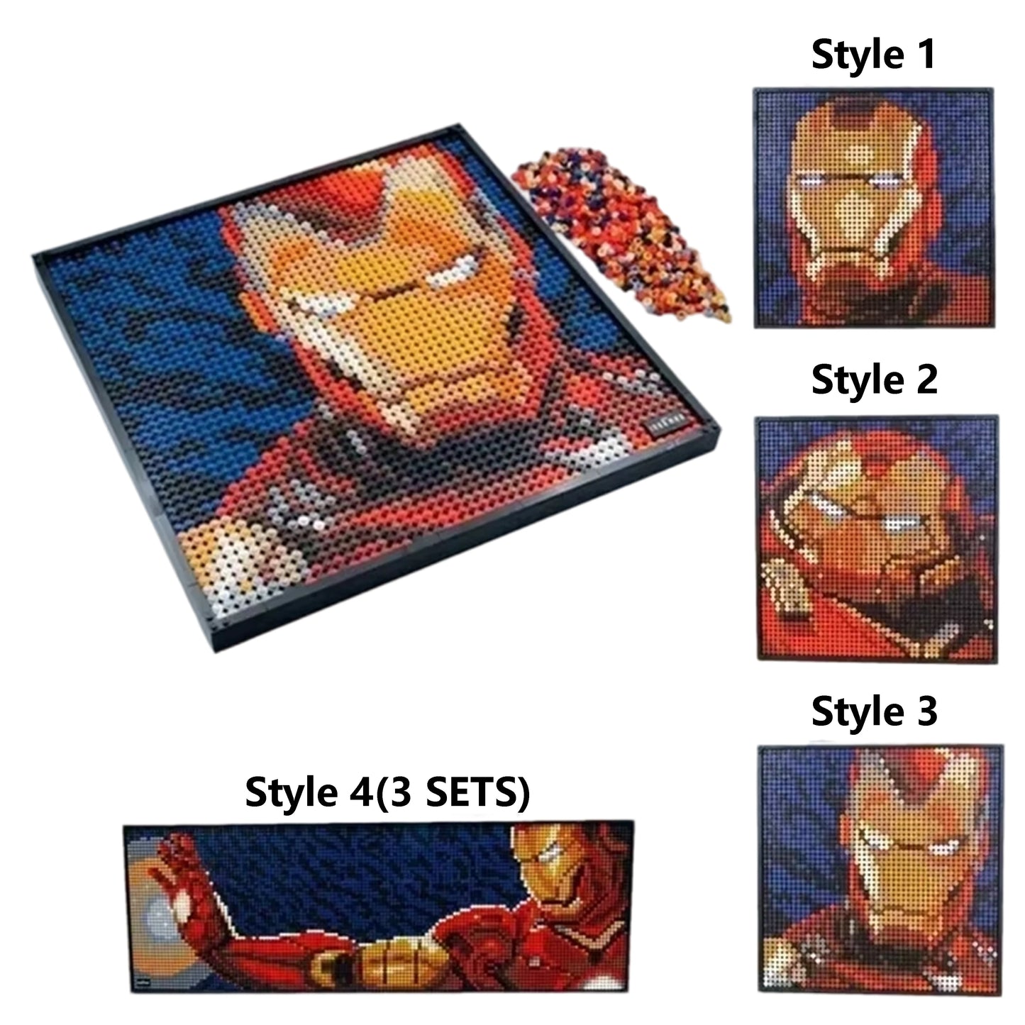 Figurine Briques Avengers Iron Man - Portrait Pixel Mural 3D