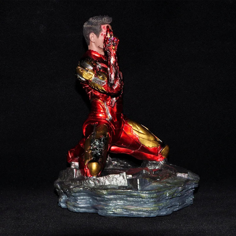 Figurine Iron Man - Statue Résine MK85 Endommagée Pose Agenouillée