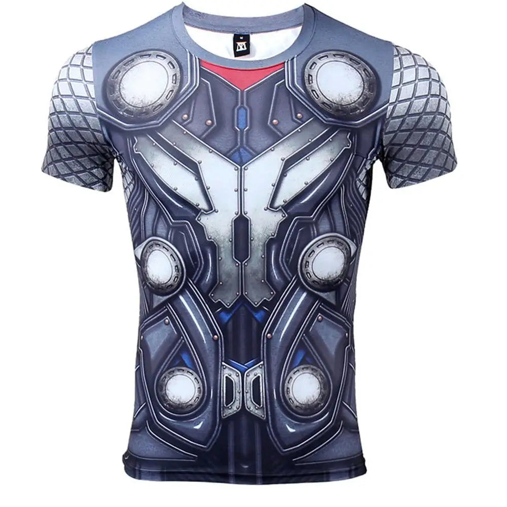Camiseta de compresión 3D Avengers Thor - Manga Corta Gris Azulado